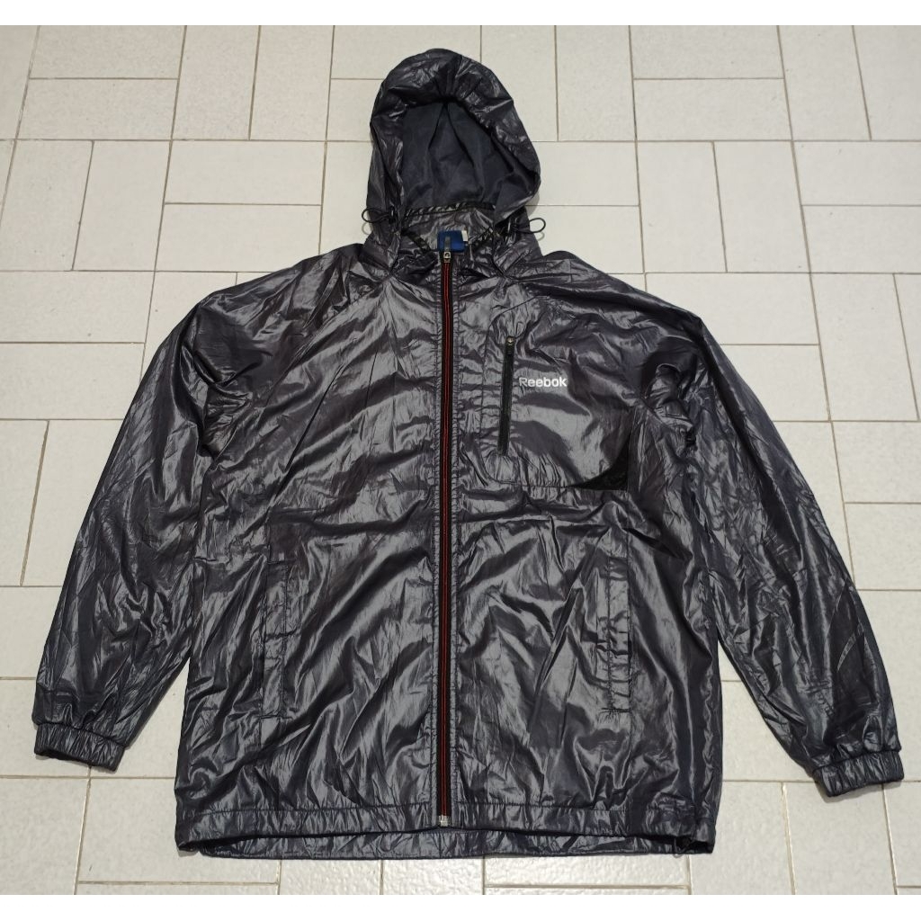 Jaket Sport Running Windbreaker Reebok Charcoal