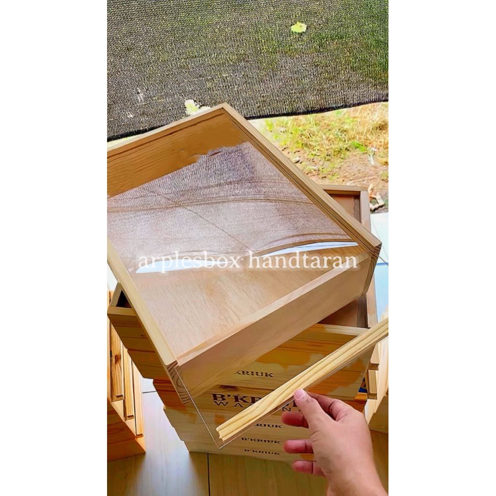 Box Donat kayu set penyangga / Box Kayu tutup akrilik / Box Mochi / Box kue serbaguna tutup akrilik