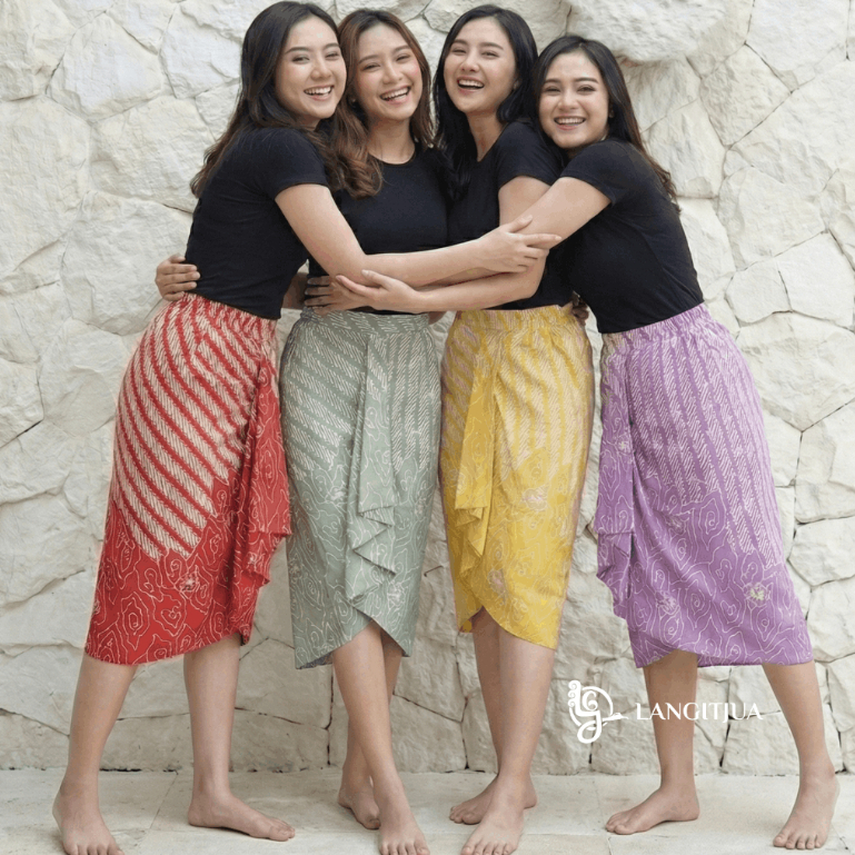 LANGITJUA - Tasya Rok Wiru Batik Pendek Selutut Free Size Pinggang Karet | Midi Skirt Batik All Size
