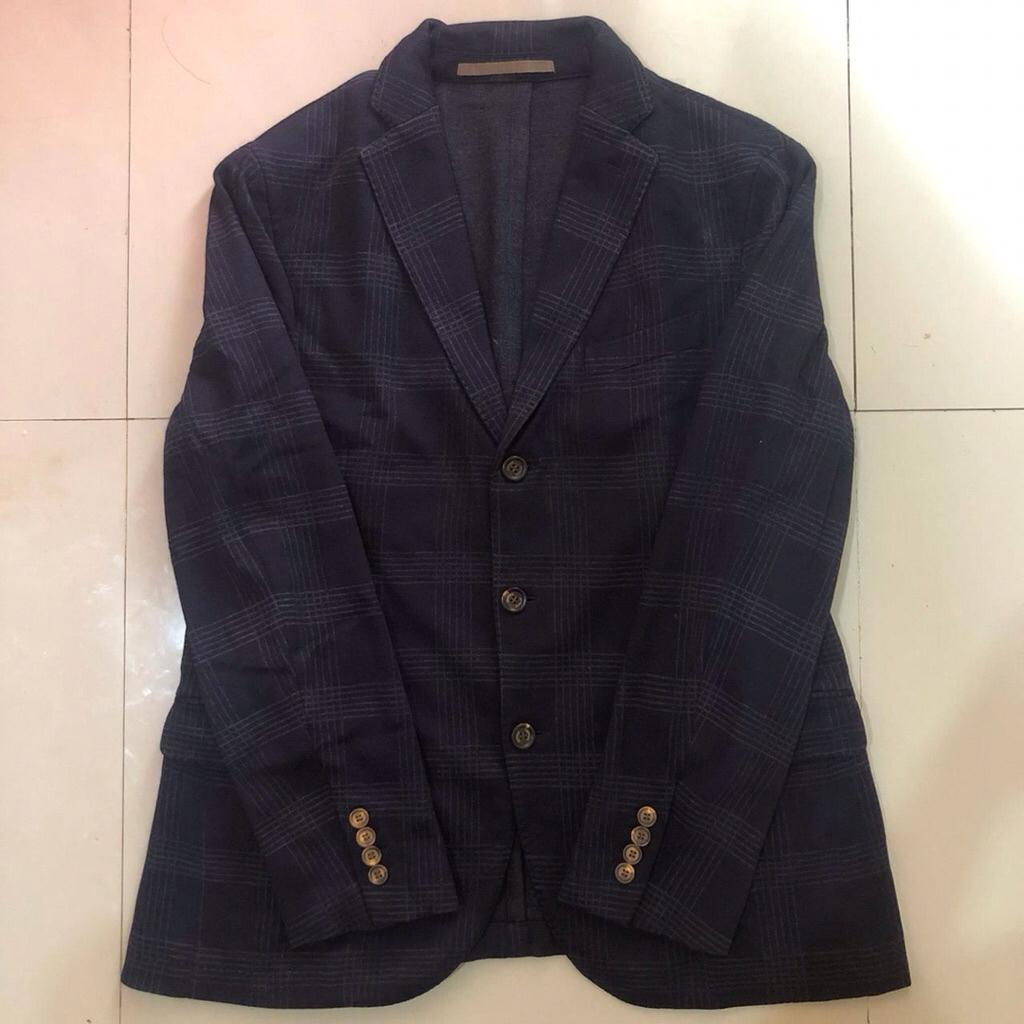 (RARE ITEM) ELEVENTY BLAZER CASUAL FOR MEN WOL NAVY TARTAN