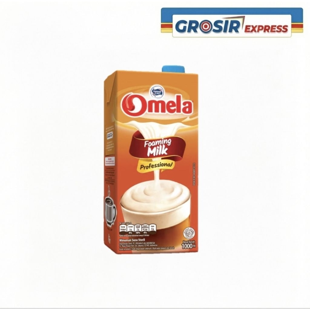 Omela Susu Cair UHT Full Cream 1000ml [Grosir/Dus] - Susu Bendera Putih Gurih untuk Kopi & Kue