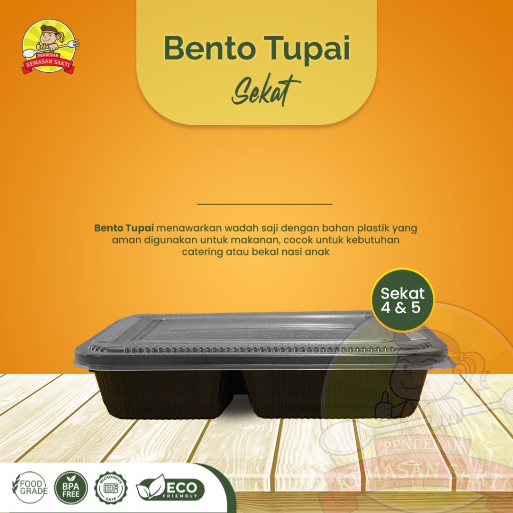 Thinwall Bento Tupai Hitam Box Bento Sekat 4 dan 5 Isi 25 pcs