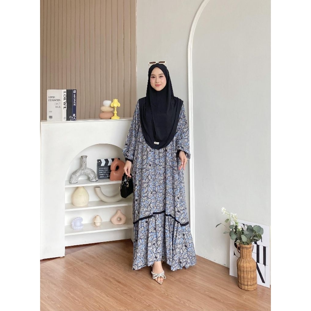 ADERA DRES MOTIF | GAMIS SET HIJAB RAYON MOTIF | GAMIS TERBARU MOTIF KOMBINASI RAYON | GAMIS SALMA S