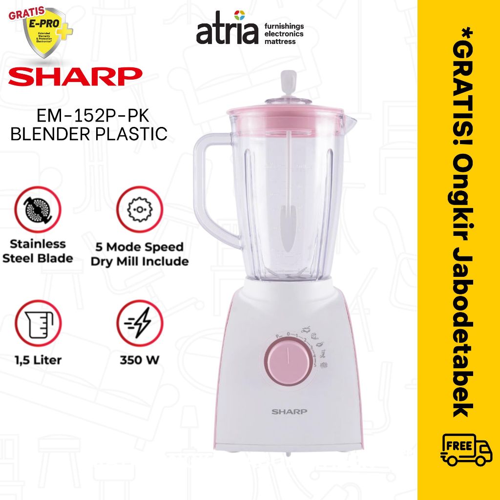 Sharp Blender EM-152P-PK Low Watt 350 watt Consumption