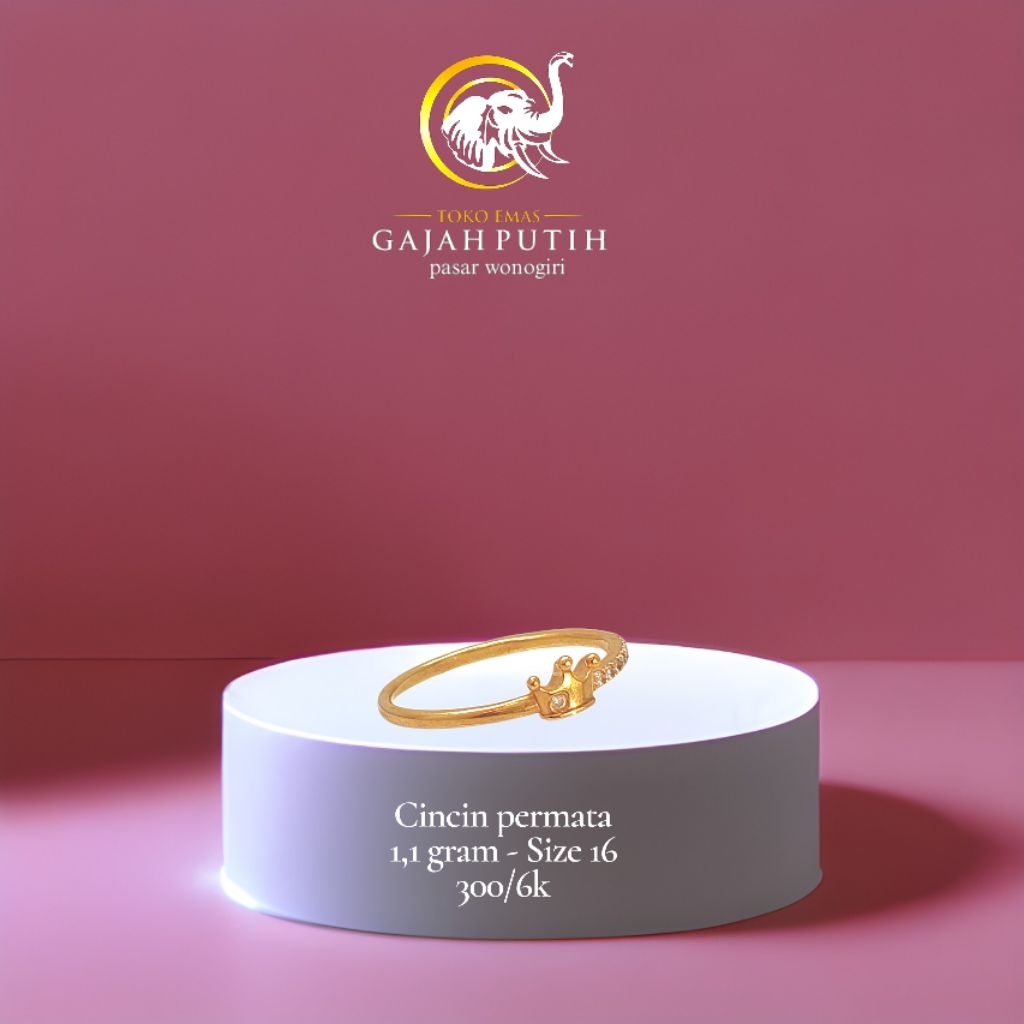Cincin emas permata 1,1 gram