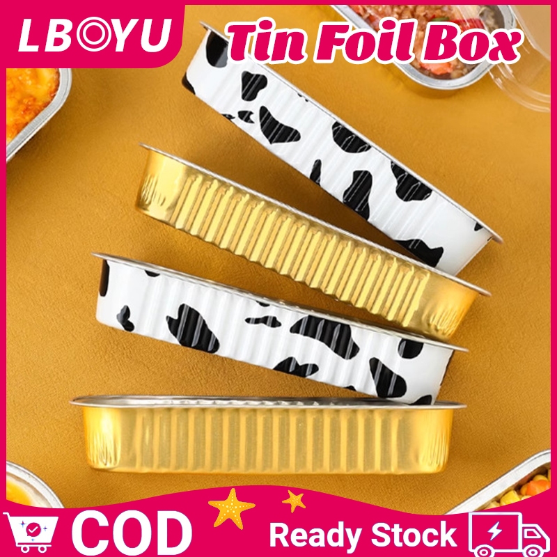 Tray Alumunium Foil Persegi Panjang + Tutupan Mika 200ml / Mika Dessert / Mika Aluminium Oven