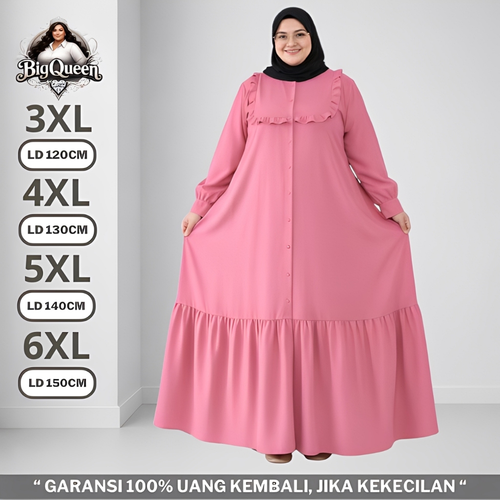 Gamis Dress Big Size LD 120 130 140 150 Baju Lebaran Jumbo Crinkle Premium