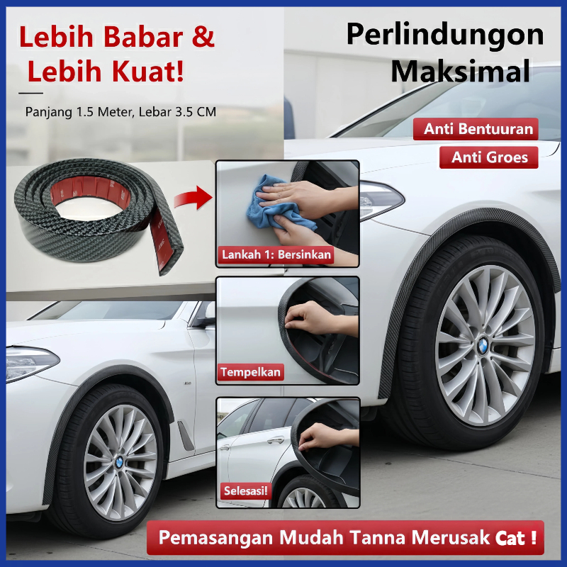 List Alis Fender Carbon Universal | Aksesoris Variasi Mobil | Karet Pelindung Fender Bodykit