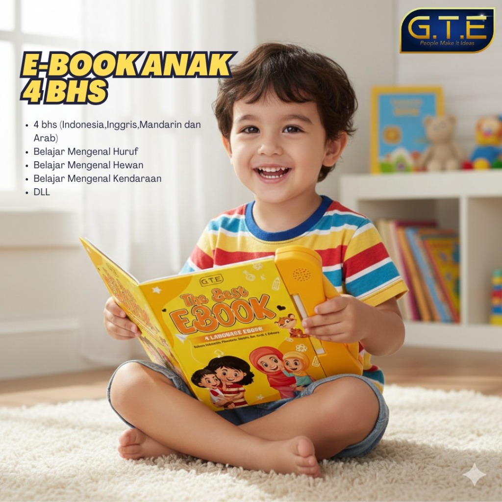 GTE | Smartbook | Mainan Edukasi Anak | Buku Anak Elektronik | Buku Pintar Elektronik 4 Bahasa | Mai