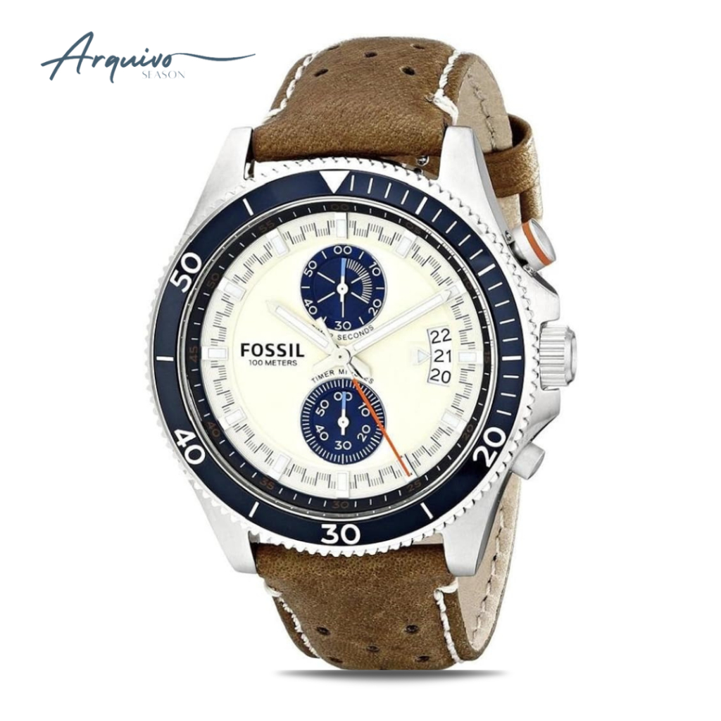 jam tangan fossil pria chronograph kulit sporty casual original CH2951
