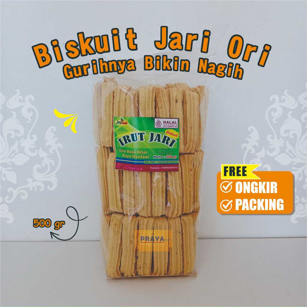 Biskuit Irut Jari 500Gr Kue Irut Cemilan Sehat Kaya Manfaat Rasa Manis