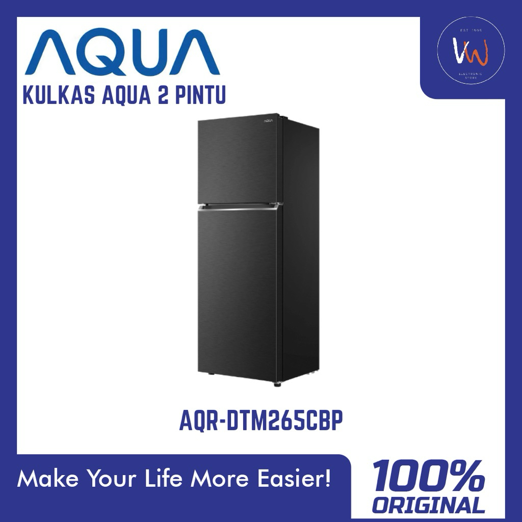 Kulkas 2 Pintu Aqua AQR-DTM265CBP / Pendingin makanan / Kulkas Tanpa Bunga Es