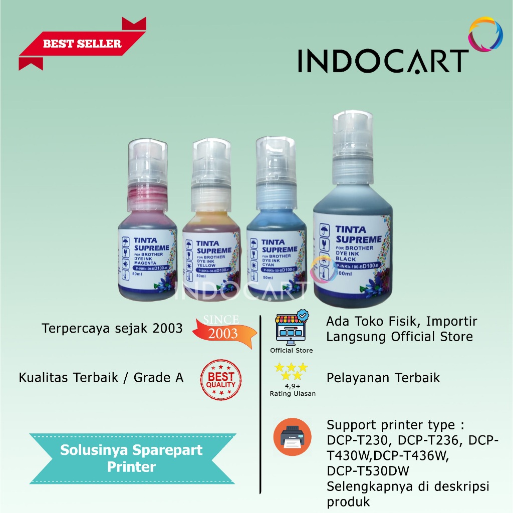 Tinta Supreme BTD60BK BT5000 Compatible Dye Ink-MFC T4500DW HL T4000DW