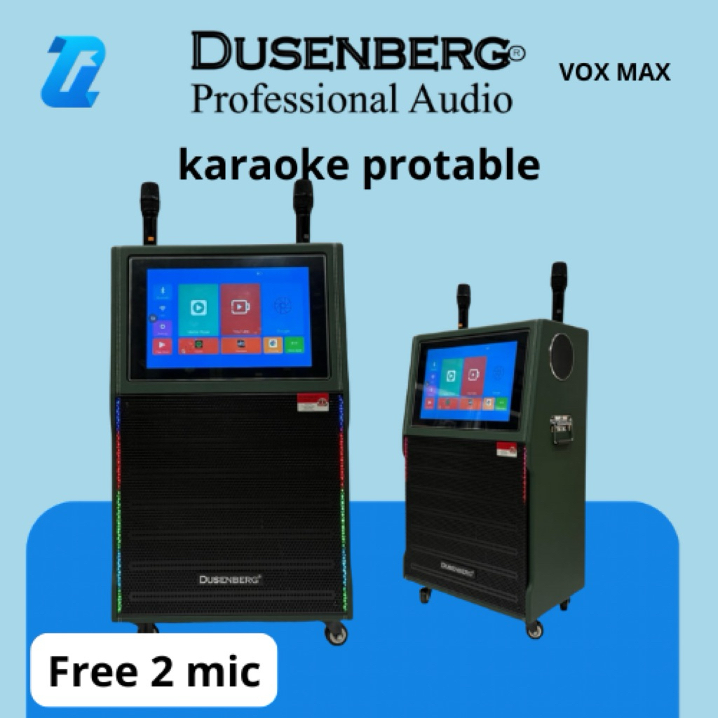 DUSENBERG Speaker Karaoke Portable VOX MAX 12 Inch Touchscreen 15.4 Inch Bluetooth USB 350W + 2 Mic 