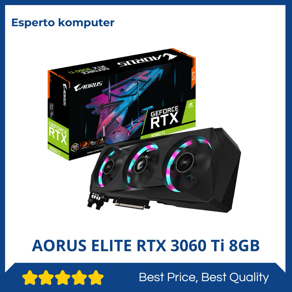 VGA AORUS ELITE RTX 3060 Ti 8GB GDDR6 Fullset Normal Tested