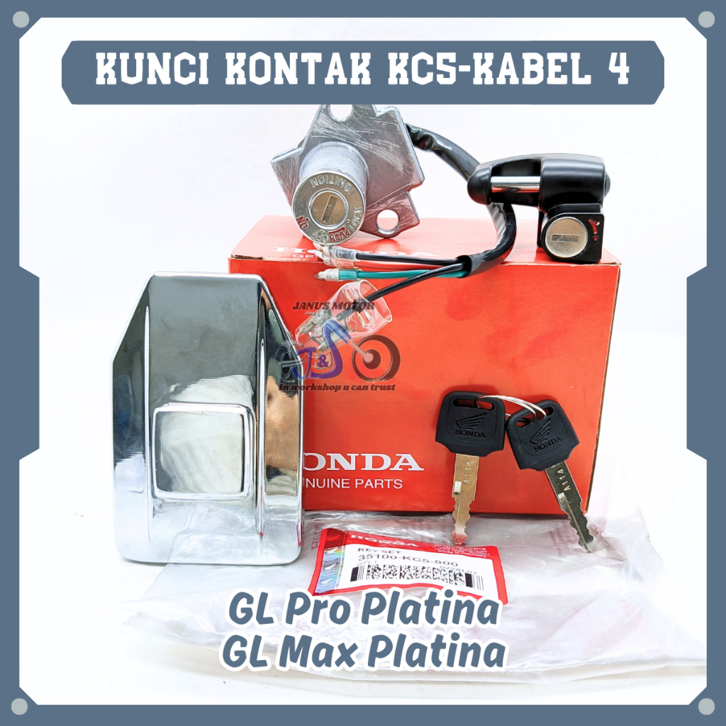 Kunci Kontak Set Honda KC5-Kabel 4 Konci Motor GL Pro Platina GL Max Platina Keyset + Tutup Jok Kual