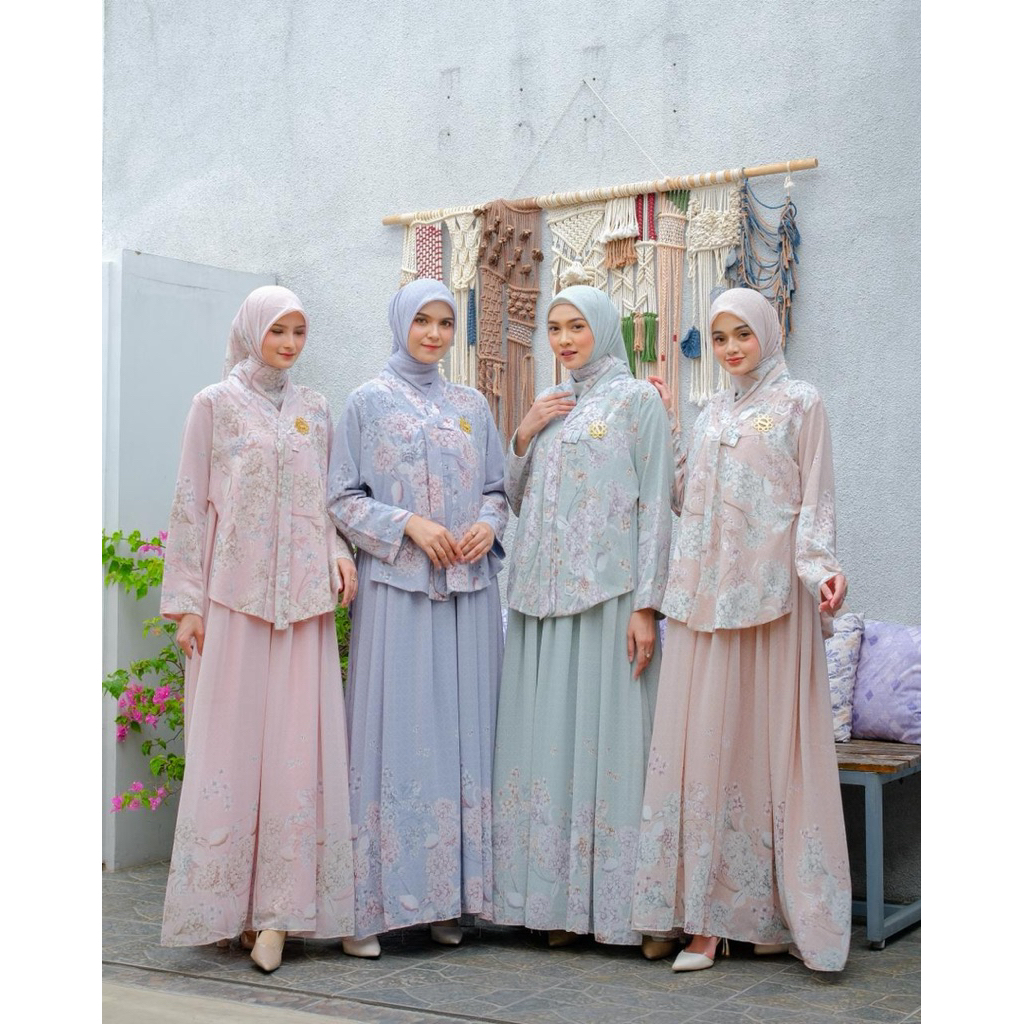 Gamis Wanita Elegan Set Outer Bordir + Dress Motif Bunga | Gamis Syari Modern Kondangan Premium