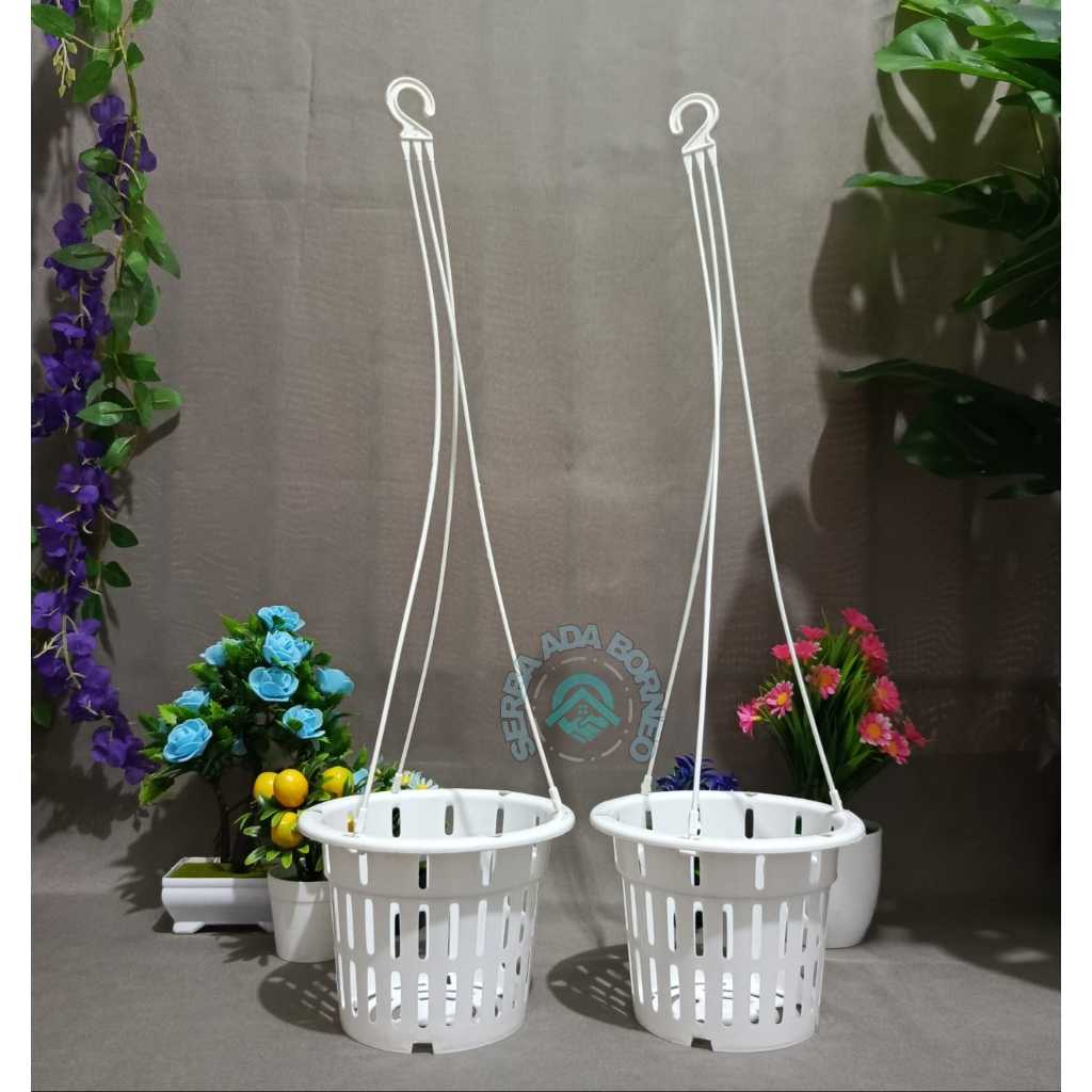 Pot Gantung Nepot Putih 17 Pot Tanaman
