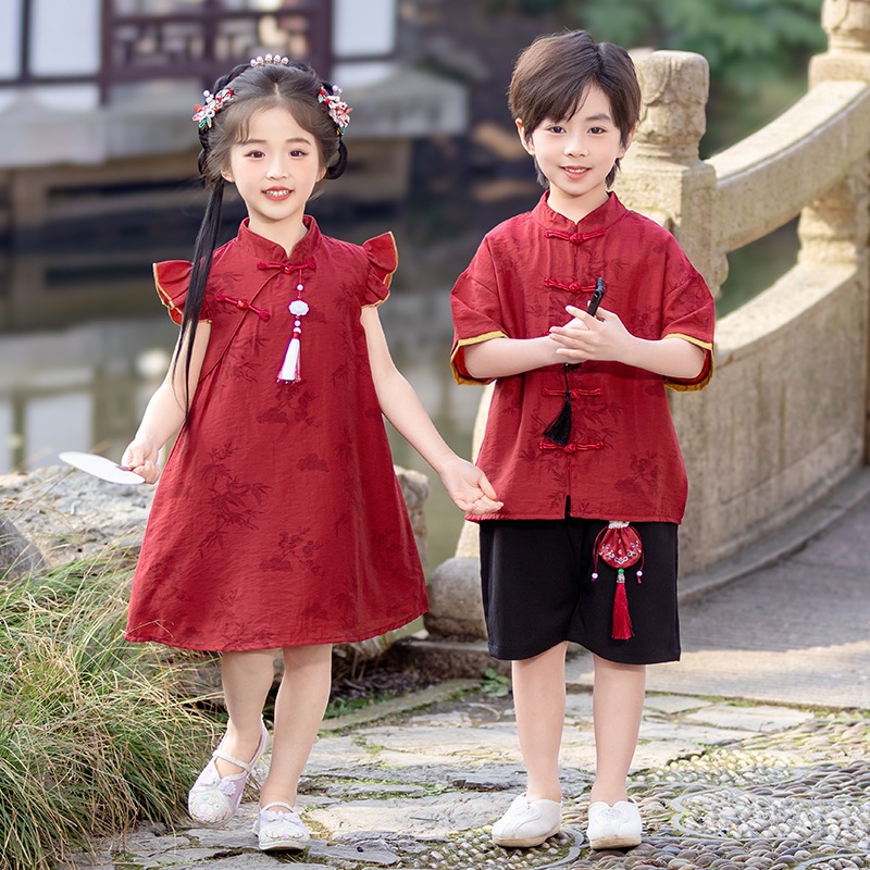 Baju Couple Cheongsam Hanfu Anak Imlek CNY Merah