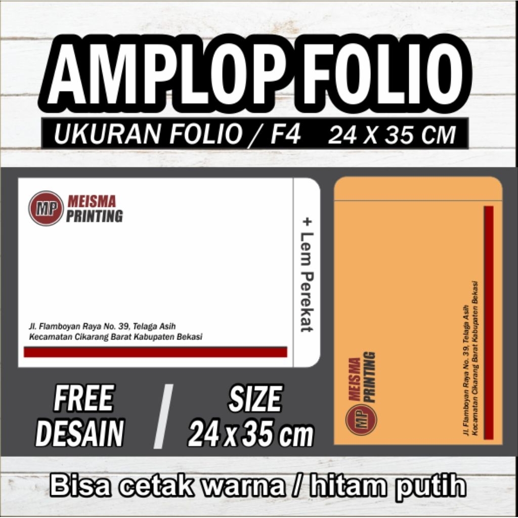 AMPLOP FOLIO CUSTOM / FOLIO PUTIH SEAL MURAH