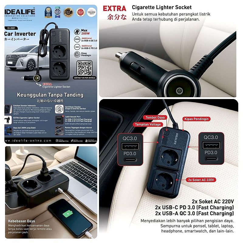 IDEALIFE - Car Inverter - Inverter Mobil - CI-2001