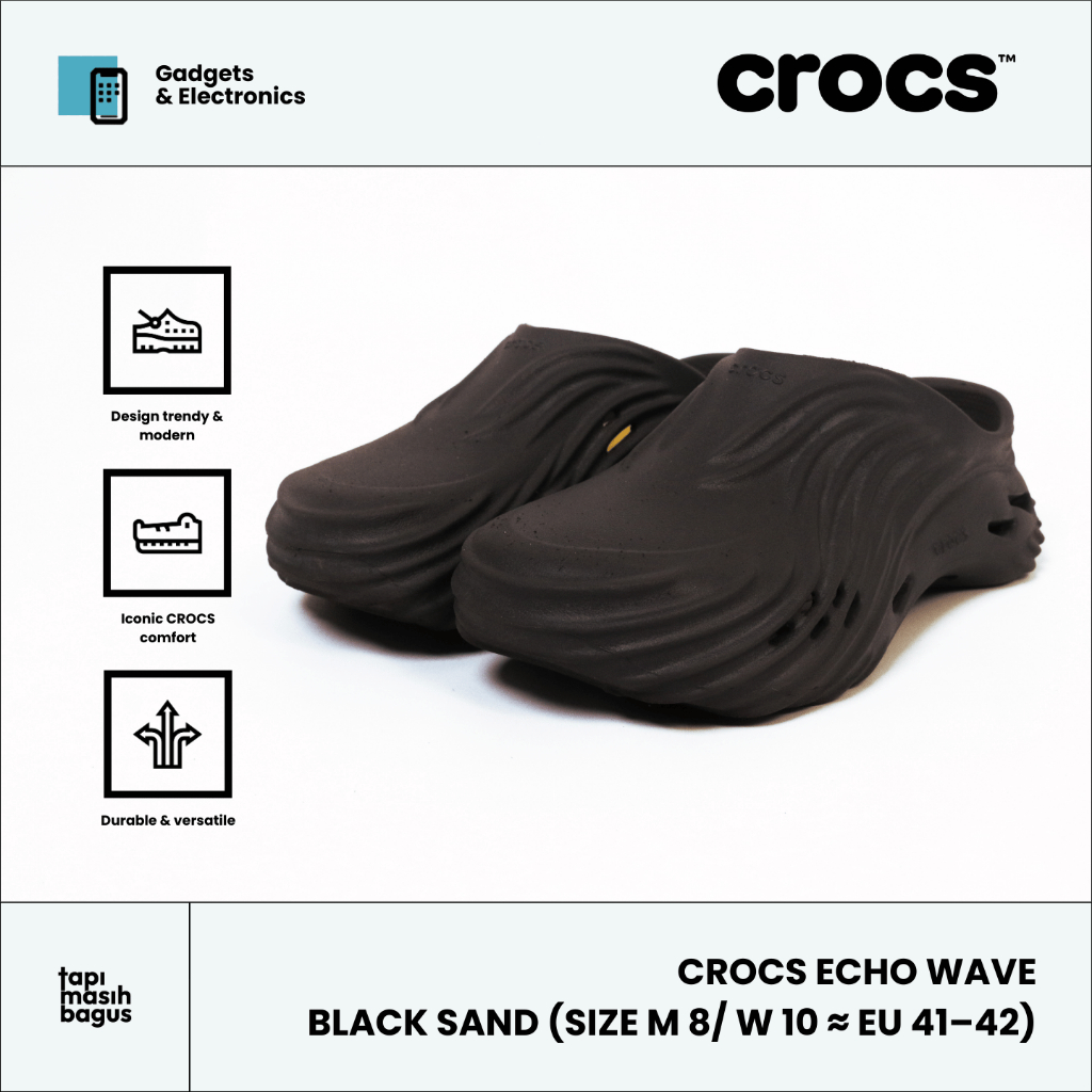 CROCS ECHO WAVE - BLACK SAND (SIZE M 8/ W 10 - EU 41–42) - TMB PRELOVED