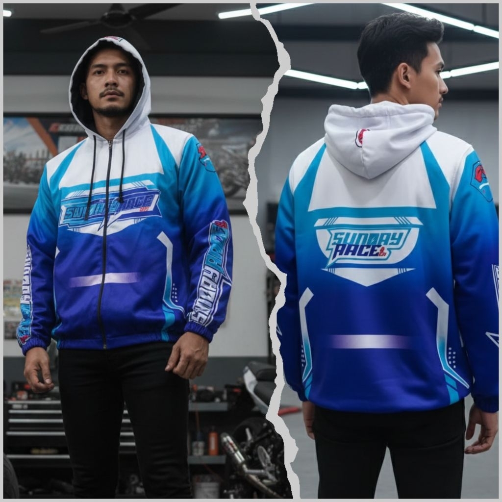 Jaket Racing Sunday Race Bahan Parasut Anti Air Stok Terbatas