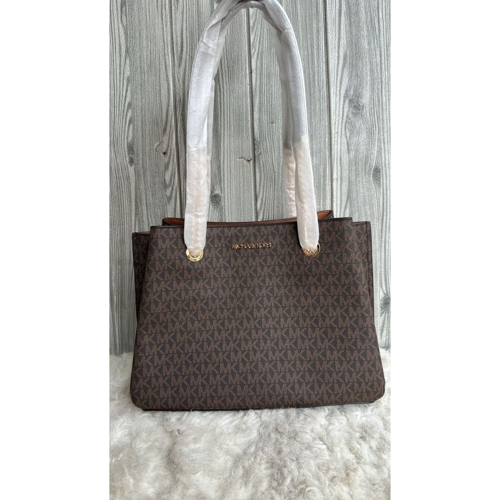 tasMK Teagen Large Long Drop Satchel Brown n