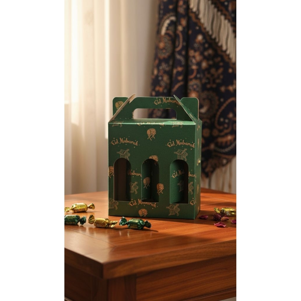 Fitriah Box Lebaran botol kale 250ml Box Idul Fitri 3 Botol kale 250ml Kotak Lebaran Dus Lebaran Pac