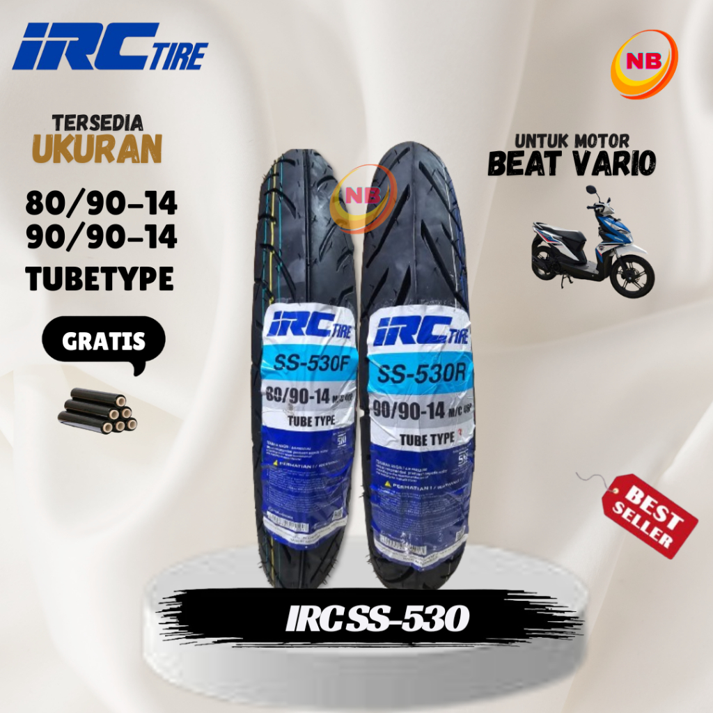 [BAN LUAR BUKAN TUBLES]BAN MOTOR IRC SS 530 BEAT MIO VARIO RING 14 BUKAN TUBLES