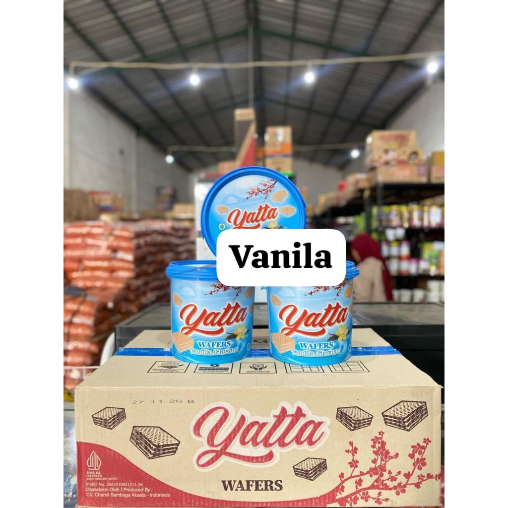 wafer yatta vanilla setrowbery chocolate 1 dus isi 6 toples/kue lebaran grosir/wafer lebaran
