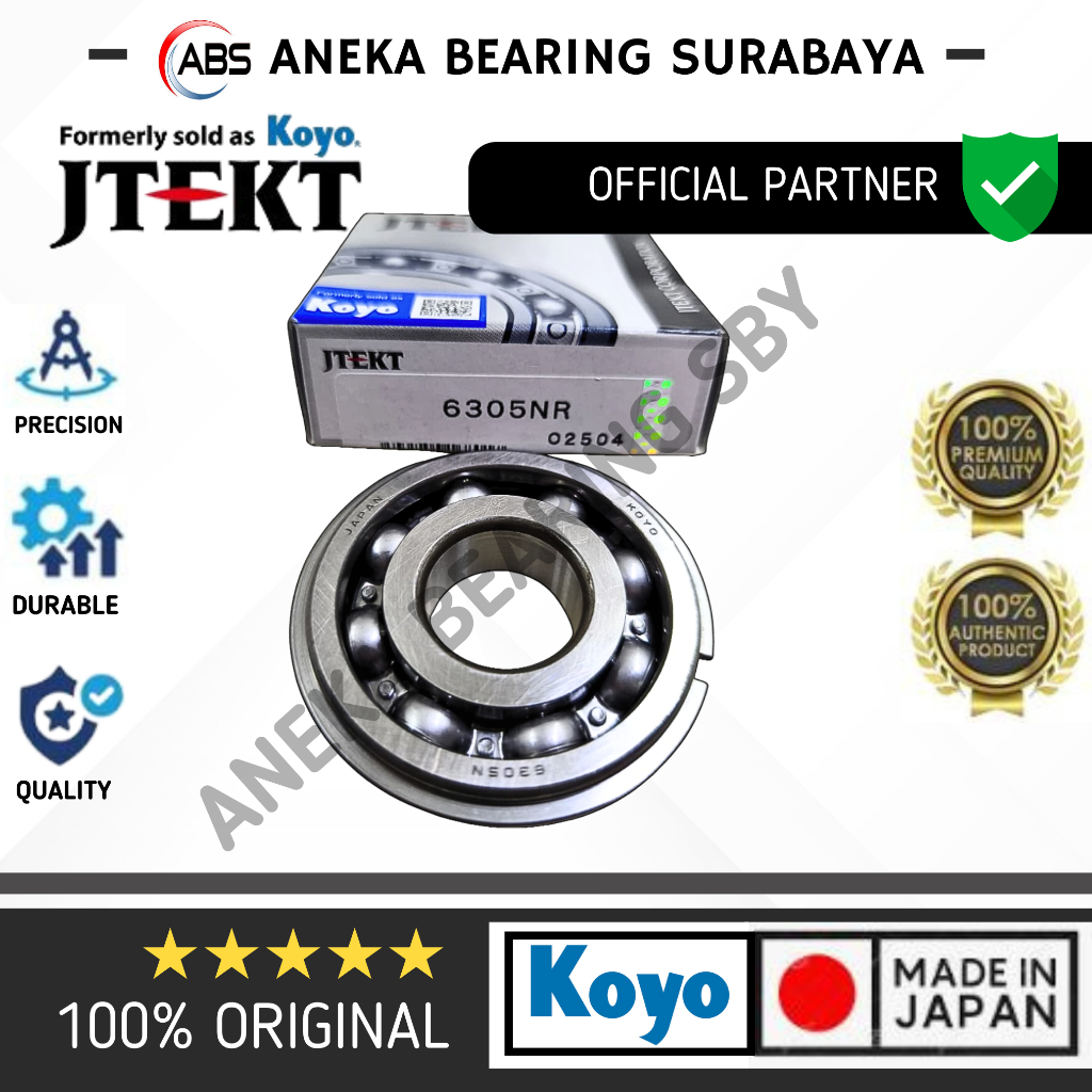 BEARING TRANSMISI 6305NR KOYO ORIGINAL 6305 NR + RING XEON RC 25X62X17