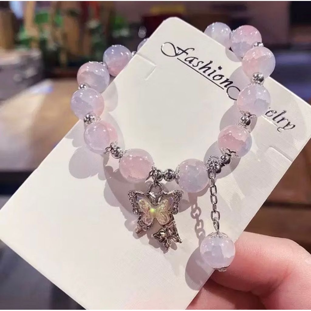 GELANG KRISTAL MANIK MANIK KOREA STYLE GELANG TITANIUM WANITA