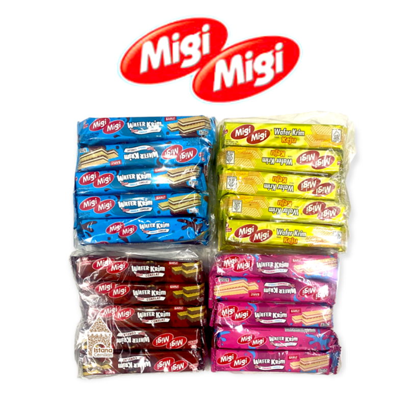 WAFER KRIM MIGI MIGI ISI 10 PCS STROBERI VANILA COKLAT COCOPANDAN MOMOGI HALAL BARU