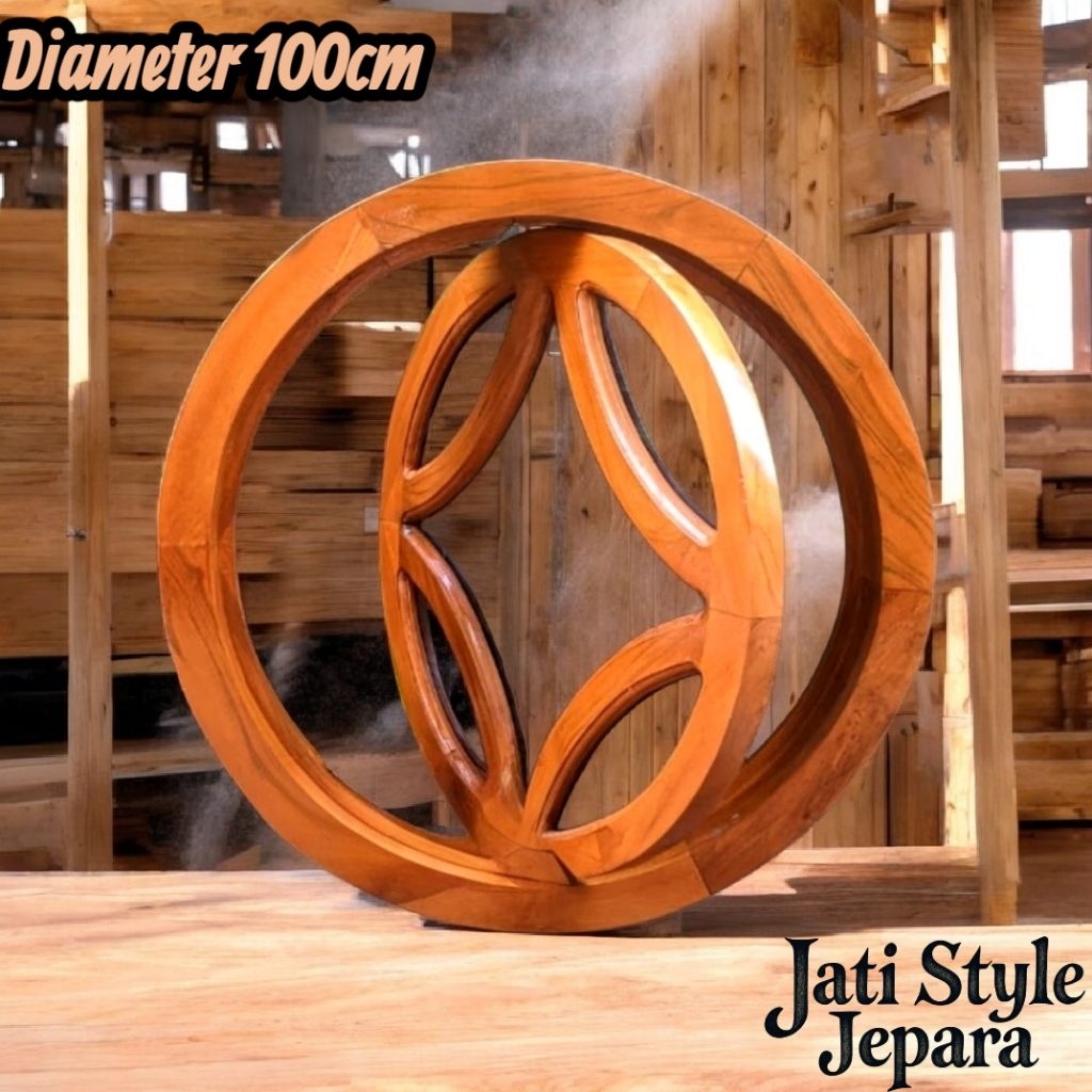 Kusen Jendela Bundar Aesthetic •D.100cm • Kayu Jati Solid Tpk Grade A • Jendela Bulat Jepara