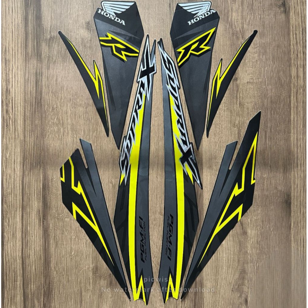 striping sticker body motor honda supra x 125 fi 2018 hitam lis kuning standart