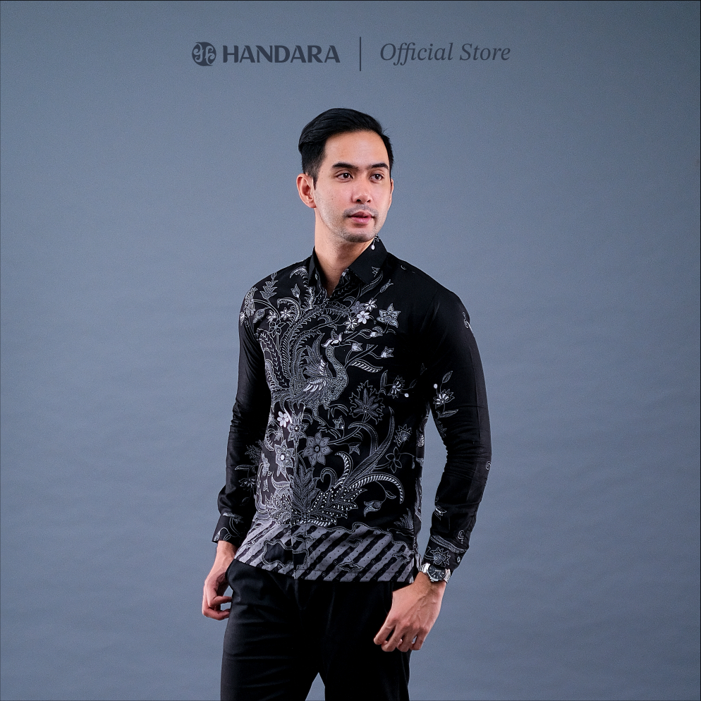 Batik Handara - Srigunting Hitam Kemeja Pria Furing Erro