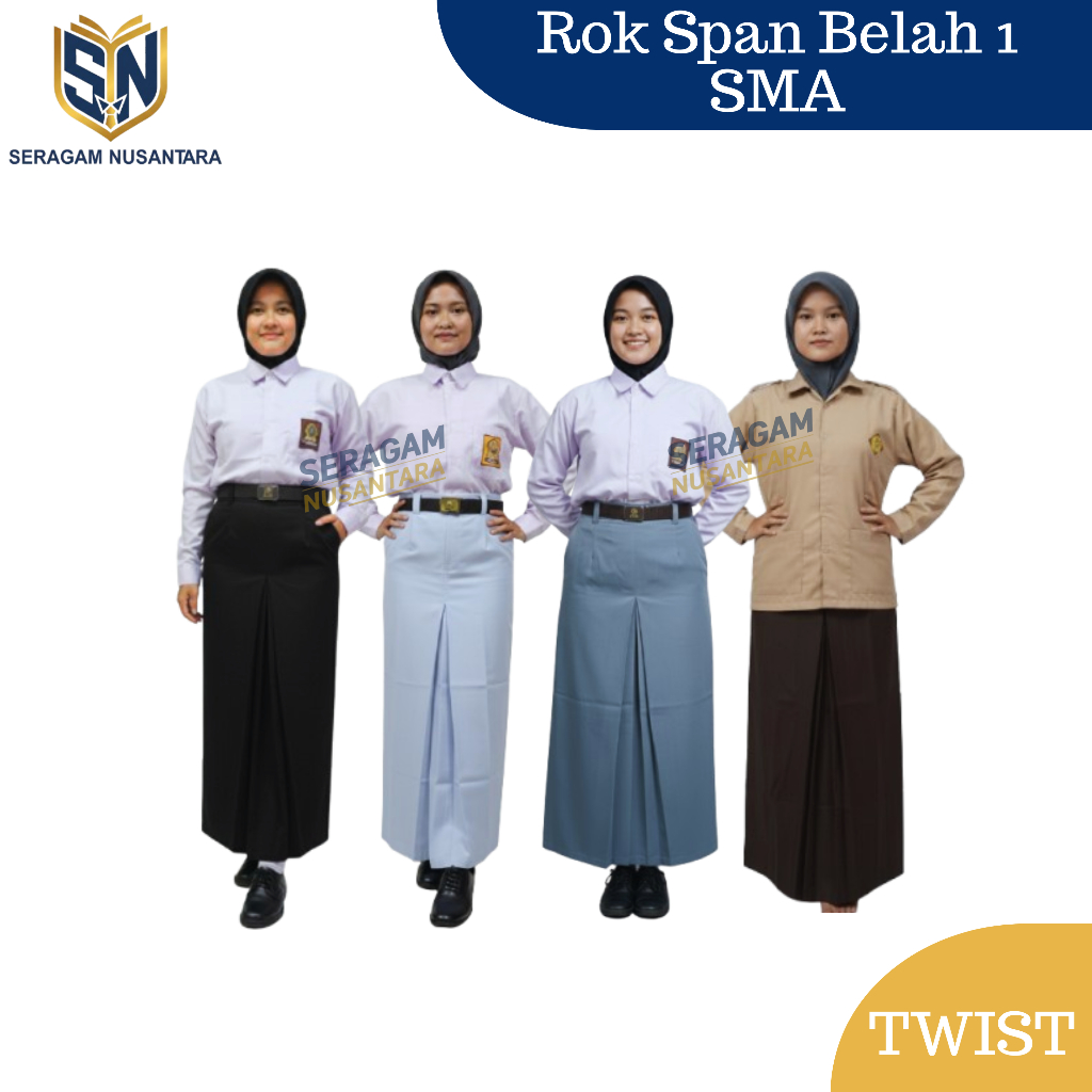 Rok Span Belah Satu Panjang Wanita SMA Kerja - Seragam Putih Hitam Abu Coklat Pramuka Bahan Twist Pr