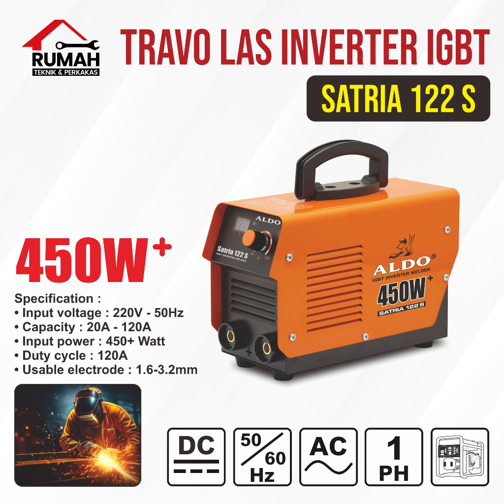 TRAVO LAS INVERTER IGBT SATRIA 122-S ALDO / Mesin Las Listrik Inverter IGBT 450 Watt / Welding Machi