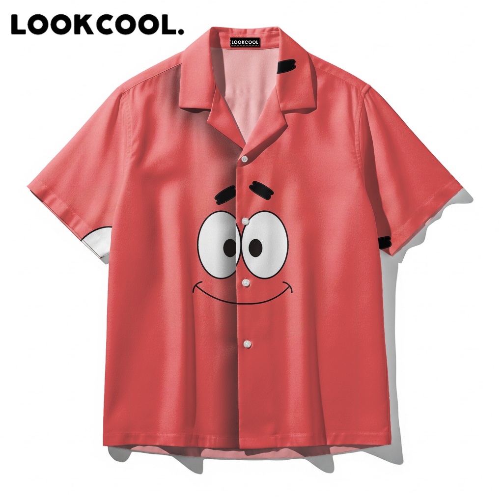 LOOKCOOL Kemeja Pink Patrick Star Spongebob Squarepants Lengan Pendek Premium