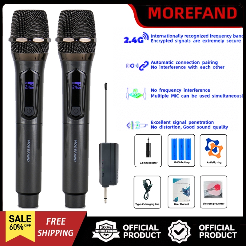 Mic Microphone Karaoke Profesional Wireless UHF Double Mikrofon Nirkabel kualitas baik murah Mikrofo