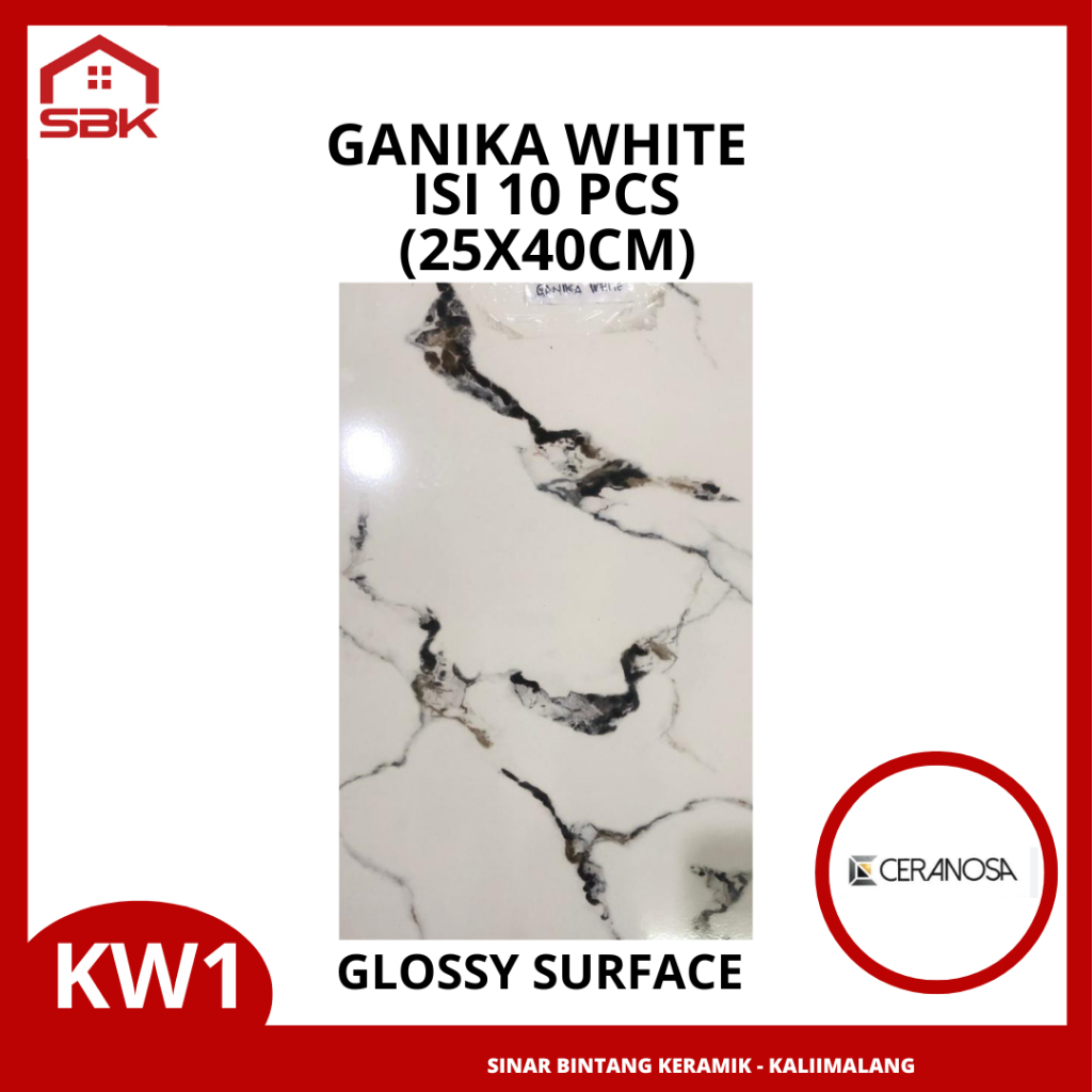 Keramik Dinding 25x40 Ganika White Kia