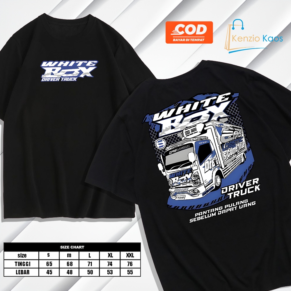 KENZIO KAOS - BAJU KAOS WHITE BOX TRUK KAOS BOX DRIVER KAOS DRIVER KAOS TRUK DEWASA KAOS TRUK OLENG