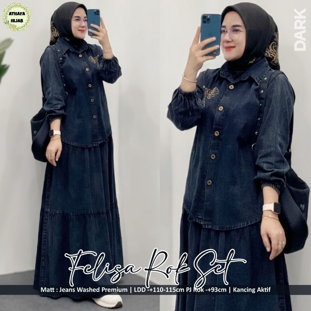 BIMY COD ORIGINAL DRESS OVERALL MIDI LAMIU FELISA JEANS SET JEANS