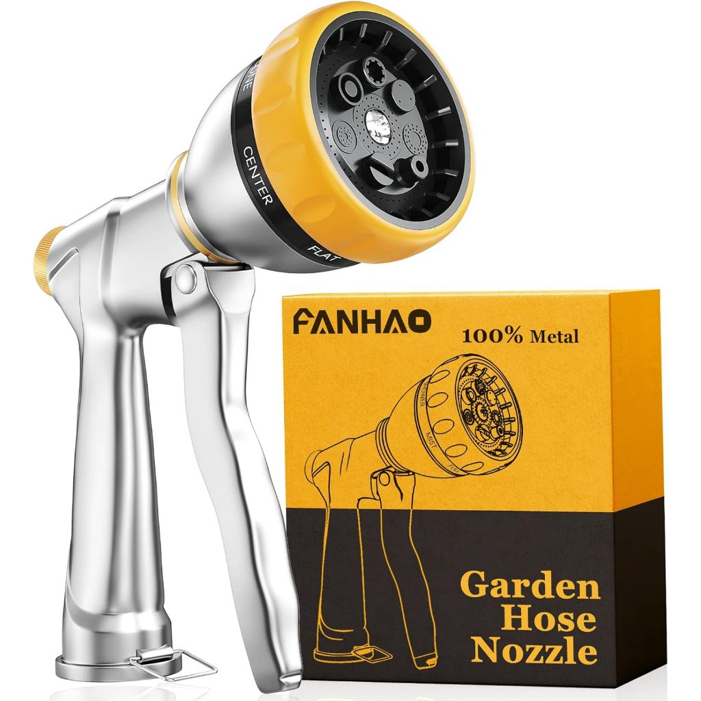 FANHAO Garden Hose Nozzle Sprayer, 100% Heavy Duty Metal Water Hose Sprayer