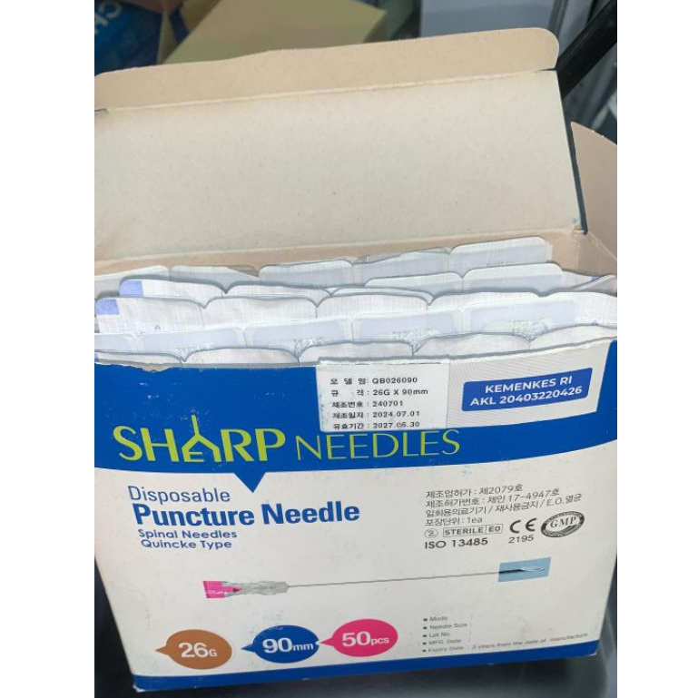 sharp needle for spinal spinocan 26G