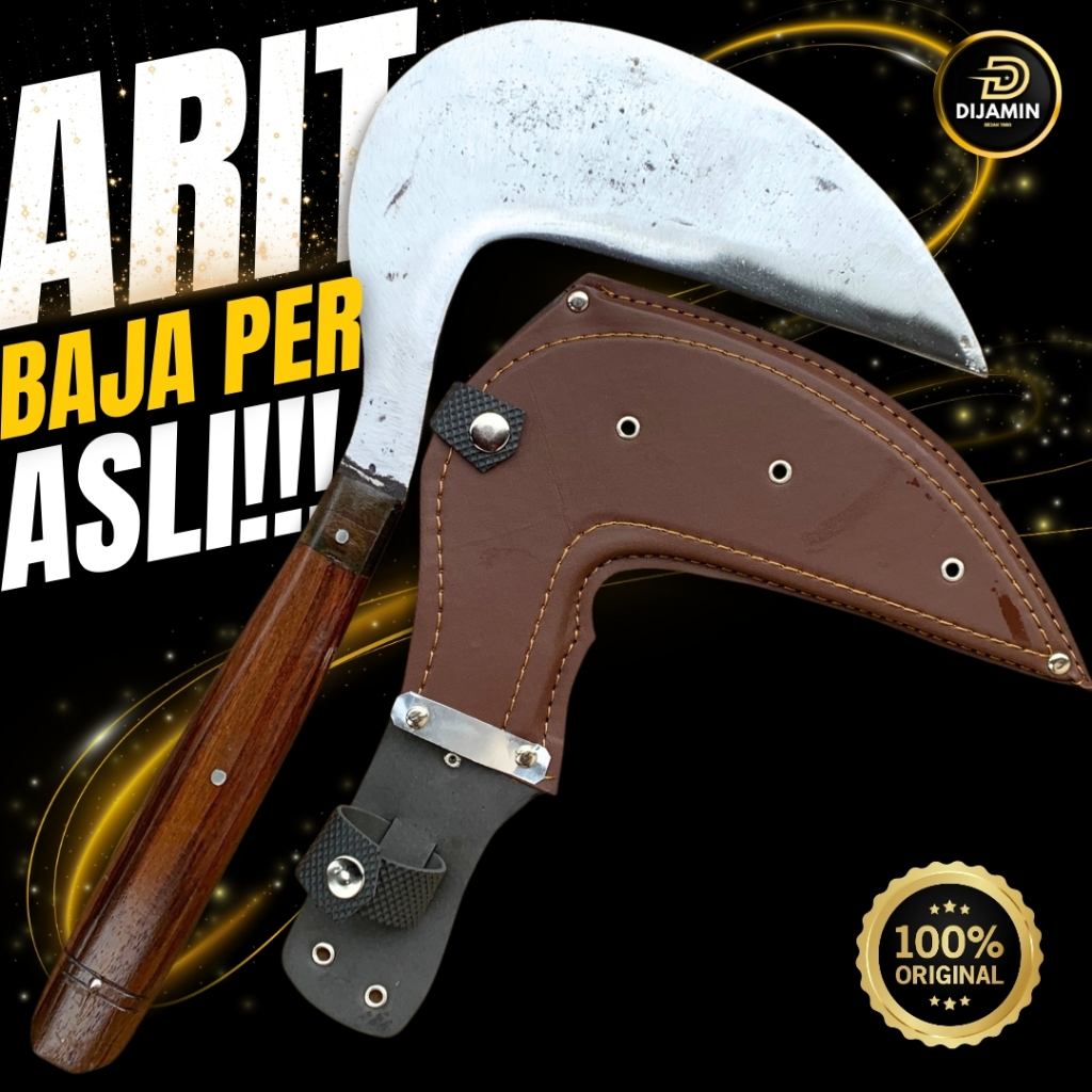 PDDIJAMIN Sabit Arit Rumput Fulltang Sonokeling Baja Per Asli  Super Tajam /Pemangkas Sabit Multifun