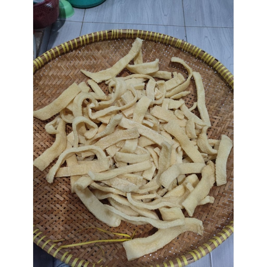 Krupuk mentah asli, krupuk jari, krupuk jari rambak (eceran)