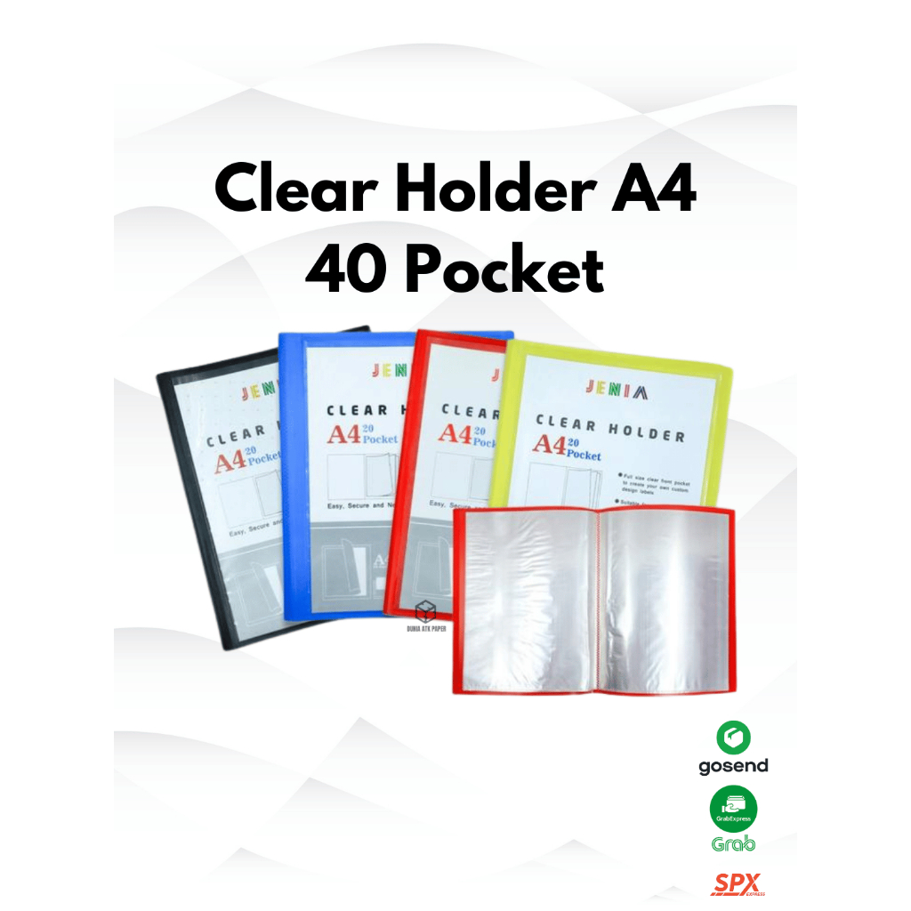 Clear Holder A4 40 Pocket Plastik Jenia | Map Plastik 40 Lembar