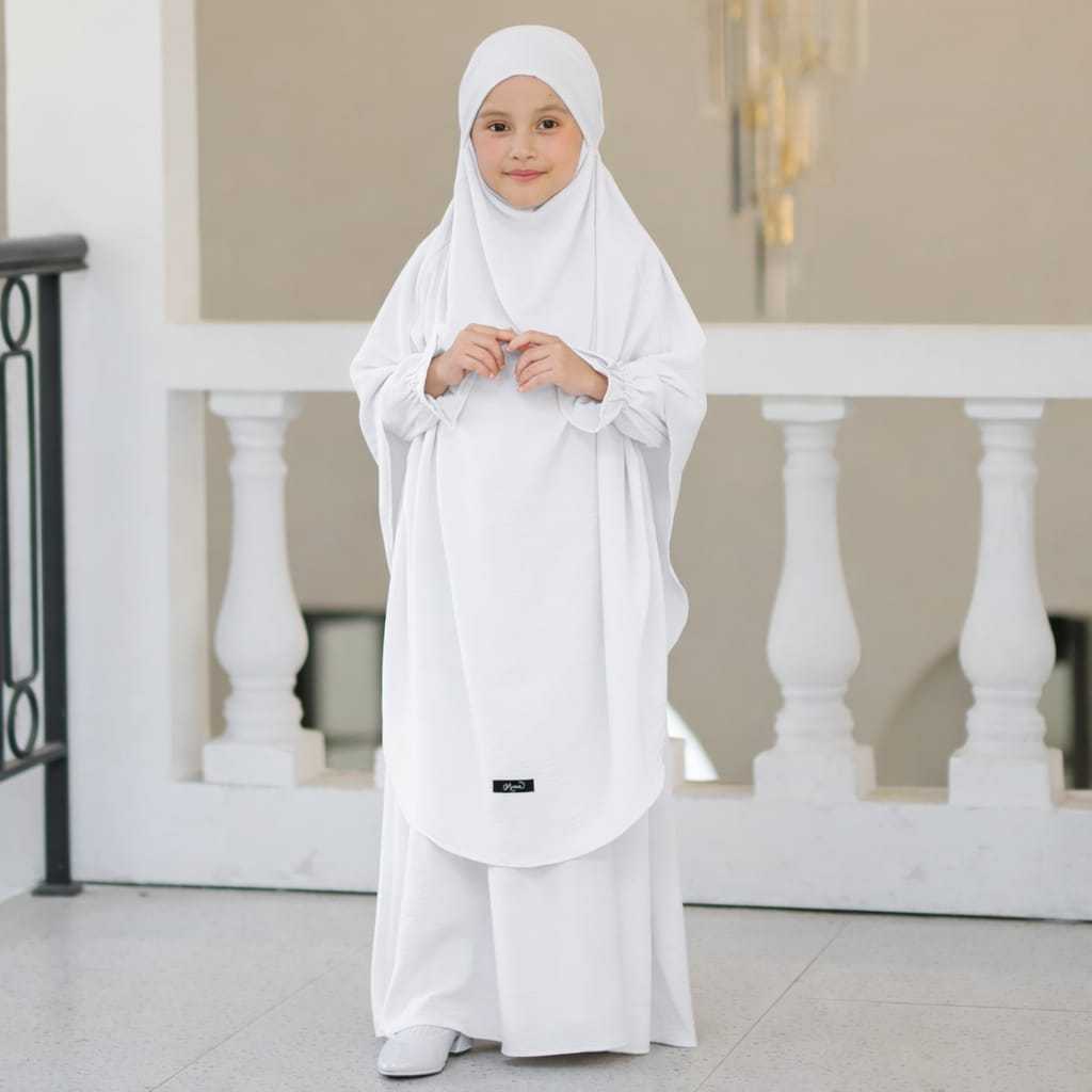 D2BLACK ~ Gamis (Nabila Putih) Set Gamis Syari Anak Perempuan